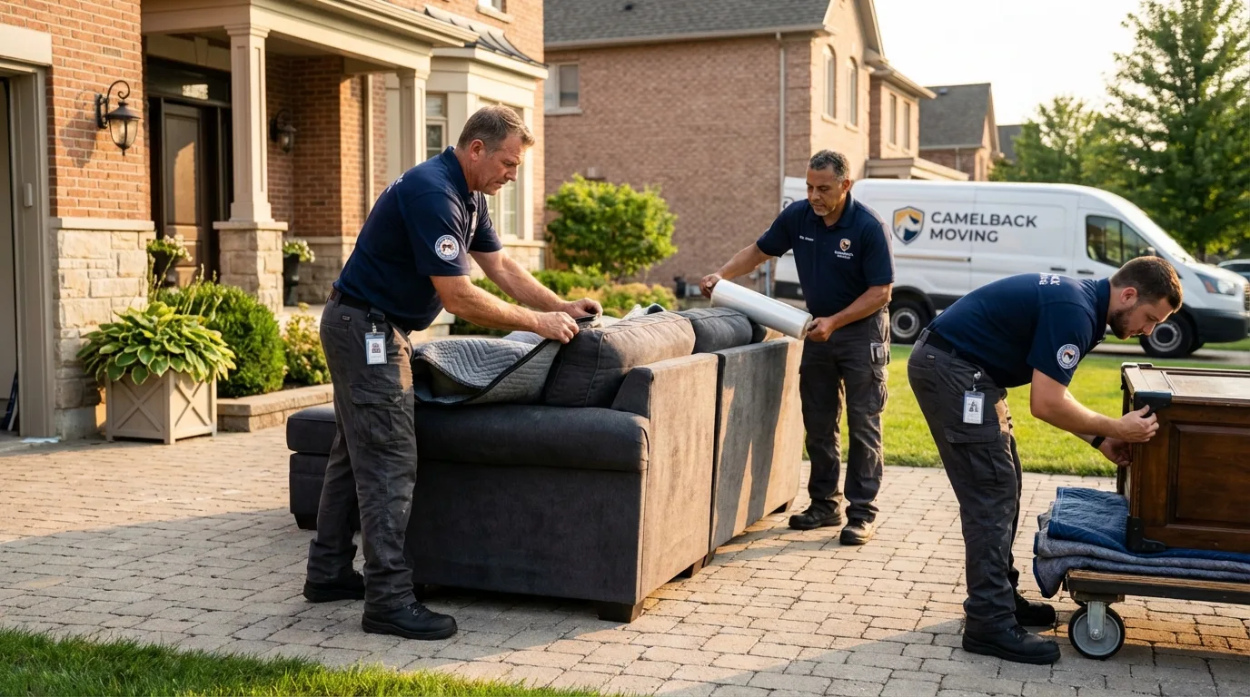 Large estate moving crew wrapping furniture in Rio Rico, AZ